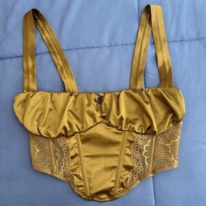 Urban Outfitters Out From Under Chérie Ruched Bustier in Golden Brown